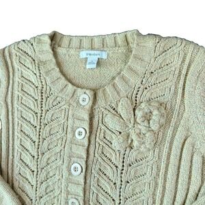 Dressbarn Cardigan Sweater Womens Small Beige Cable Knit Floral Outdoor Winter